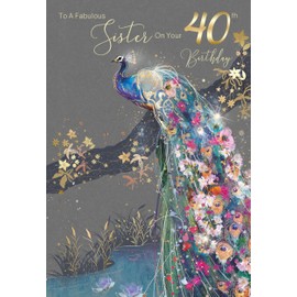 Sister 40th Birthday Card from The Grace Range by Cherry Orchard Complete with Gold Envelope and Gold Foil Detailing …