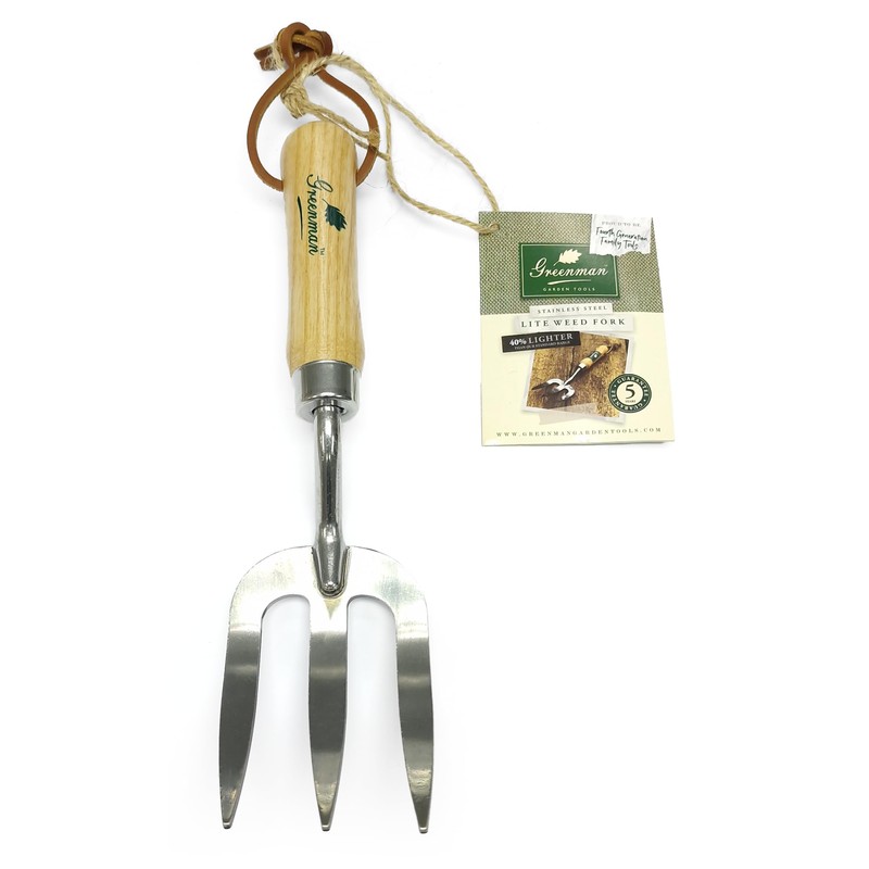 Greenman Light Weight Weeding Fork Stainless Steel Ash Handled 5