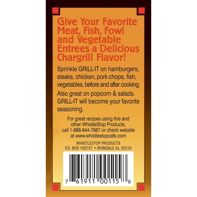 Original WhistleStop Cafe Recipes | Grill-It Chargrill Seasoning | 5.6-oz
