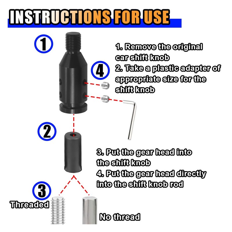 LAINLOY Universal Shift Knob Adapter, M12x1.25 Aluminum Car Gear Shift