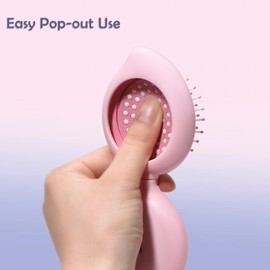 Arthaxi Mini Hair Brush for Purse, Pocket Hair Brush with Mirror for Girls, Small Portable Mirror with Brush Travel Size, Folding Hairbrush for Backpack, Pink