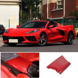 AUG Red Carbon Fiber Center Console Armrest Box Cover Trim  For Corvette C8 2020-up