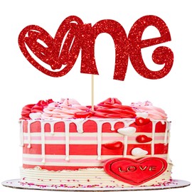 Ephlyn - Decoración para tartas con forma de corazón, con purpurina, para el día de San Valentín, primer cumpleaños, decoración para tartas de bebé, cumpleaños, fiesta, decoración de tartas, color