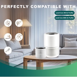 Core 300 Air Purifier Filter Replacement, Compatible with Levoit Core 300, Core 300S, Core 300P, Core P350, Core 300-RF, Core 300-RAC Air Purifier, 3-in-1 High-Efficiency Activated Carbon, 2 Pack