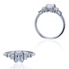Sterling Silver Rhodium Graduated 5-Stone Emerald Cut Engagement Ring