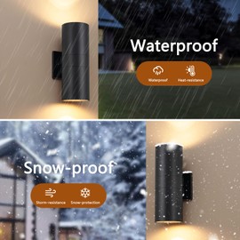 Nigaut 11.8" Outdoor Wall Lights 2 Pack, IP65 Waterproof Anti-Rust Aluminum Up and Down Lights Outdoor for House Garden Porch Exterior Lighting Fixtures, E26 Base (Matte Black)