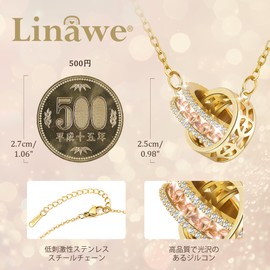 [Linawe] Imitation Diamond Pendant Necklace for Women, Simple, Stainless Steel Necklace Chain, Zirconia Moissanite Birthstone Ring Necklace, Gold, Rose Gold, Silver for Choice, Gold, November, Copper,