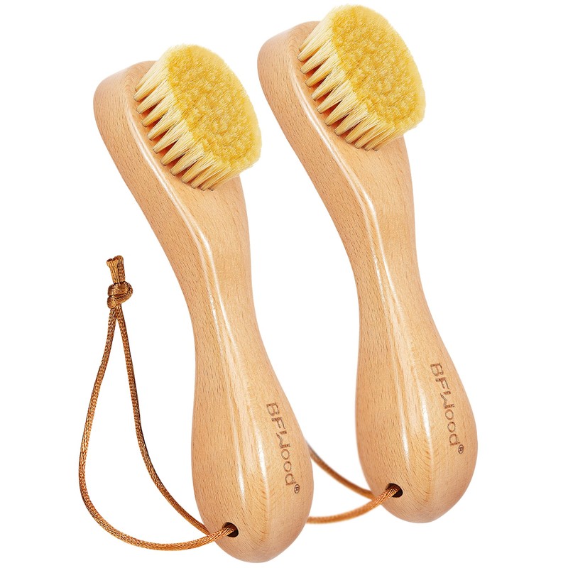 BFWood 2PCS Laundry Stain Brush - Natural Soft Boar Bristles,