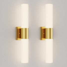 Bathroom Wall Sconces Set of 2 Gold Modern Vanity Lights with Frosted Glass Shade Bathroom Vanity Lighting Fixtures for Mirror Bedroom Living Room Hallway 21 Inch