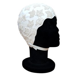 Blue Reef Molded Rubber Embossed White Clover Design Vintage Classic Retro Swimming Cap Swimming Cap One Size Small Adults with Straps
