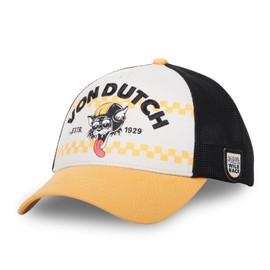 Von Dutch WILD GATO Unisex Trucker Cap Adjustable, White/Yellow/Black