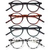 EYEURL 4-Pack Round Reading Glasses for Women Men Neck Hanging