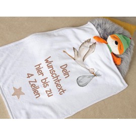 GRAZDesign Baby Blanket with Desired Text Printed in Neutral Cuddly Soft Name Blanket Baby Blanket 100 x 75 cm - Fleece Blanket