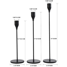 Denique Candle Holders, Set of 3, Taper Candle Holders for Candlesticks, Wedding Decorations Table Centerpieces for Wedding, Dinning, Party, Interior Decorating (Matte Black)