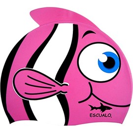 escualo Gorra para Natacion Niña Modelo Pez (Silicon) Impermeable, Unitalla, Color Magenta