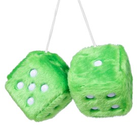 YGMONER Green Fuzzy Dice for Car Rear View Mirror, Pair of 2.75" Plush Dice Retro Hanging Ornaments Car Interior Rearview Mirror Decor Accessories (Green)