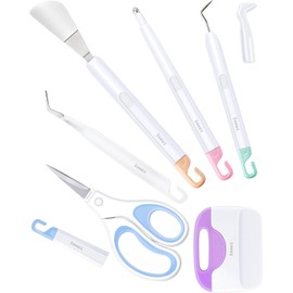 Sooez Weeding Tools for Vinyl, 6PCS Basic Tools Set Compatible with Cricut, Precision Craft Vinyl Tool Kit, Scoring Stylus/Weeder/Scraper/Spatula/Tweezers/Scissors for Vinyl,Paper & Iron-on Projects