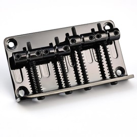 OVSAL Stainless Steel Electric Bass Guitar Bridge 20mm (25/32") String Spacing 4 String Hardtail Fixed Bridge Compatible with Fender Jazz Precision 4-string Bass Replacement Parts(Vacuum Black)
