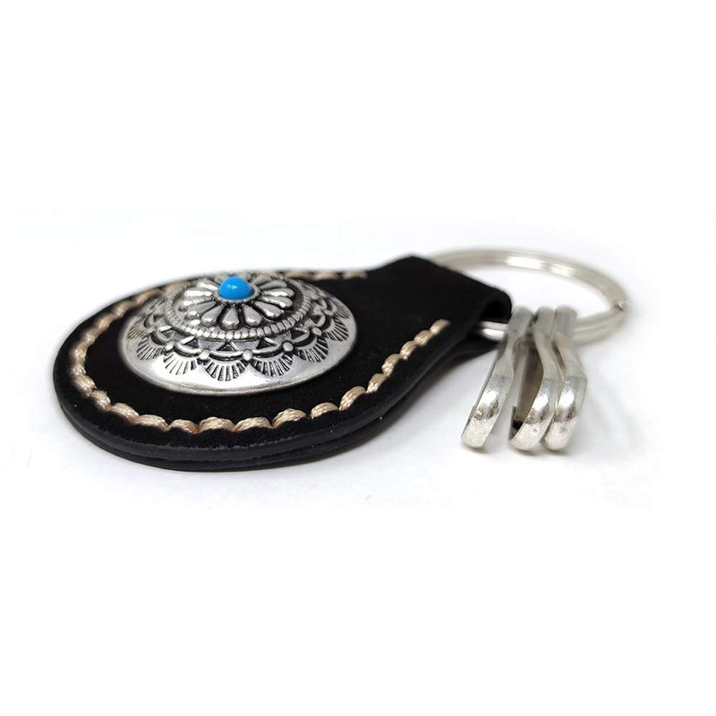 H.N.Z nskh-003a Key Chain Suede Concho Turquoise Native American Keychain