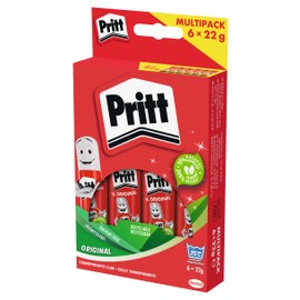 Pritt Colla stick, sicura e adatta ai bambini per arti mestieri, forte scuola ufficio, 6x 22 g