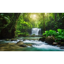 Aquarium Background Waterfall Forest River Deep Terrarium Backdrop Mountain Stream Lush Green Trees Fish Tank Background Reptile Habitat Backdrop Decor Vinyl 48x24in