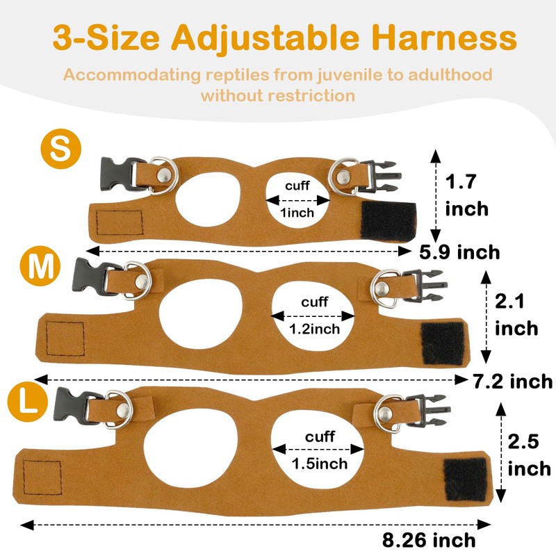 Bearded Dragon Leash and Harness Set - 3-Size Adjustable Soft