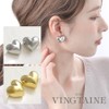 VingTAINE P5190 Pierced Earrings, Heart, Metal, Chubby, Volume, Big, Large,