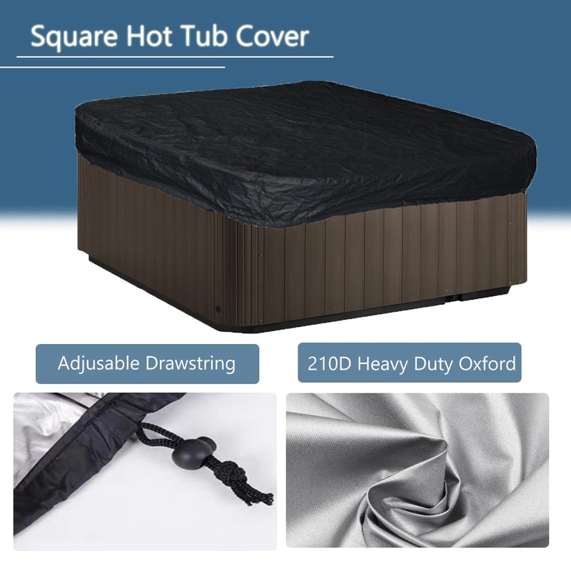 Square Hot Tub Cover 210D Waterproof (96" x 96" x