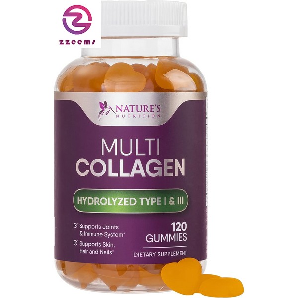 Collagen Gummies - Hydrolyzed Collagen Peptides Gummy Supplement Types I