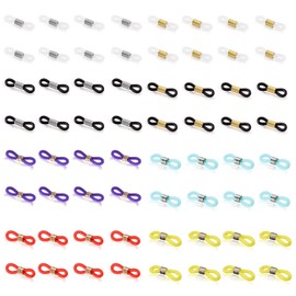 WUFGWBD 64 Pieces Of Glasses Chain Connecting Buckles, Anti-Lost Hanging Rings, Elastic Connecting Buckles, Glasses Chain Anti-Slip Buckles, Glasses Chain Ends, Glasses Chain Brackets