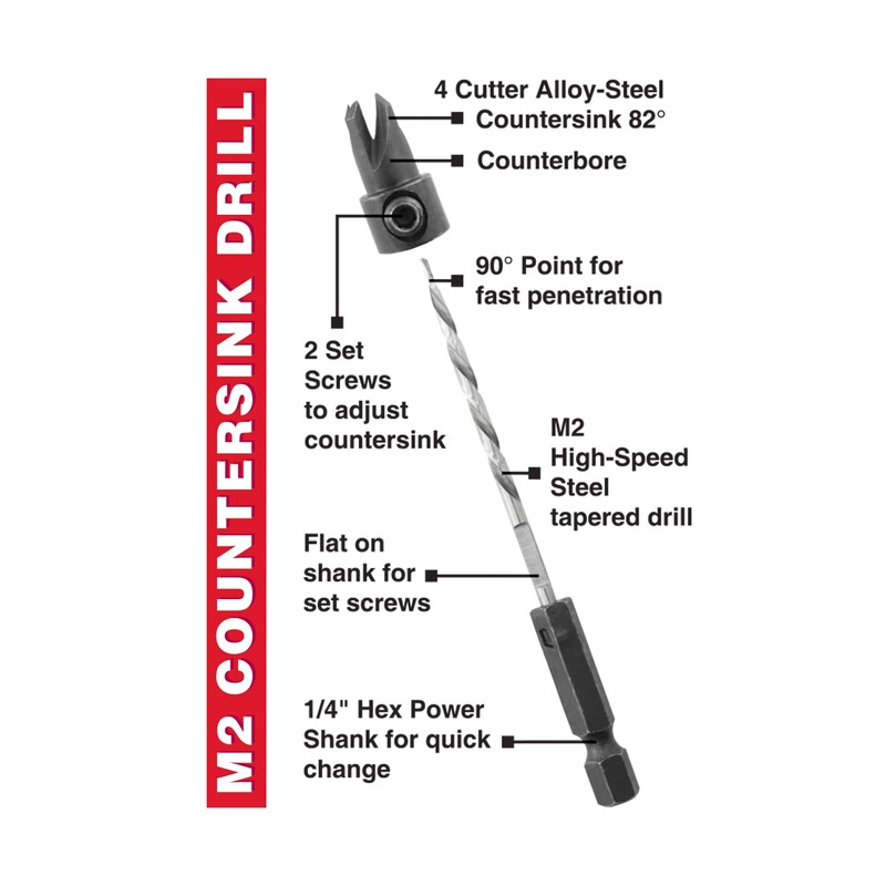 IVY Classic 09064#4 7/64" Countersink Tapered Drill Bit, M2 HSS,