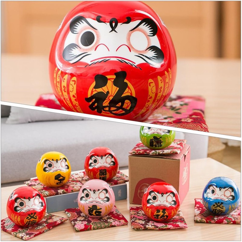 Ciieeo Japanese Daruma Doll Zen Statue Daruma Figurine Ceramic Bobble