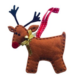 Rudolph the Red-Nosed Soft Felt Reindeer Hanging Ornament Christmas Rudolph Reindeer Hanging Decoration Xmas Tree Hanging Ornament (Brown)