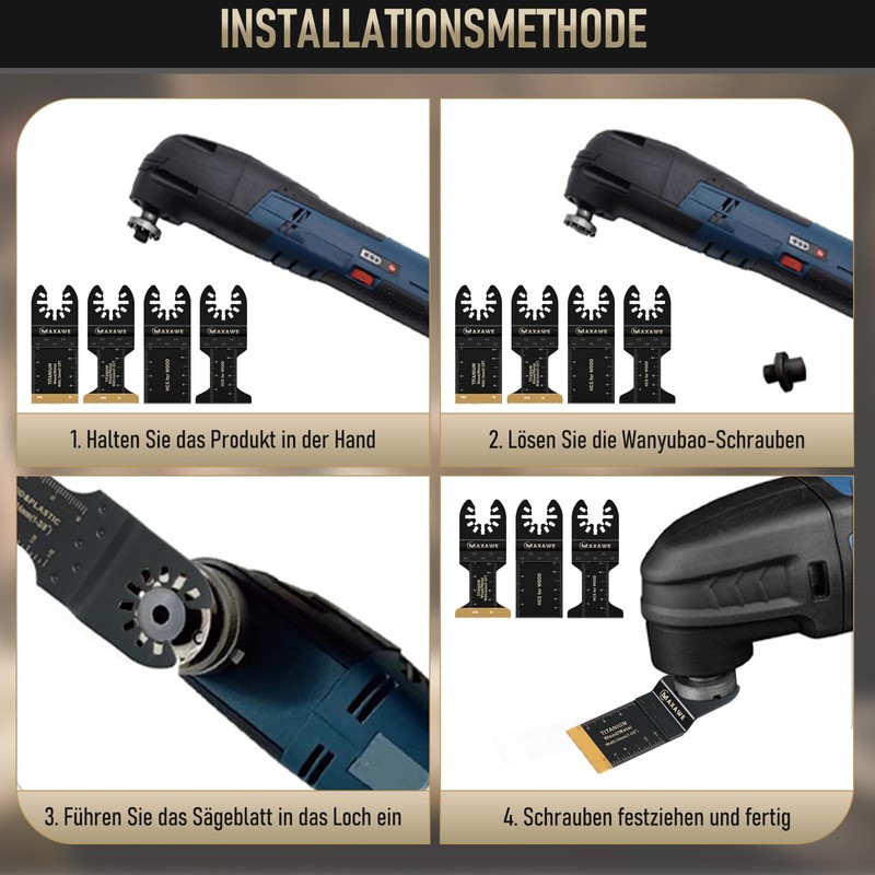 MaxAwe 31 PCS Multitool Bla-des, Titanium Oscillating Saw Bla-des Set