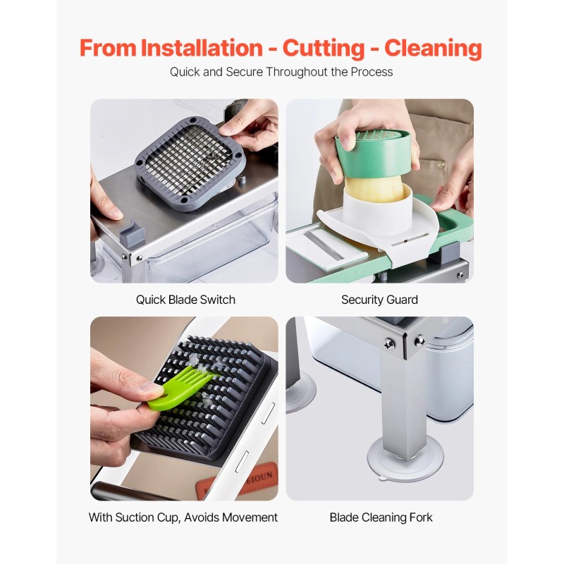 VEVOR Vegetable Chopper Mandoline Slicer All-in-1 Food Veggie Cutter 8