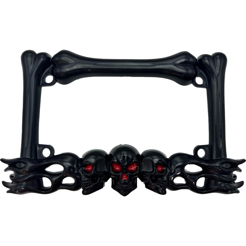 Heavy-Duty Skull Motorcycle License Plate Frame – Fits 7 x