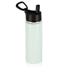 Volhoply 660ml Insulated Water Bottles with Straw Lid, Stainless Steel Sports Bottle with Handle, Double Wall Vacuum Metal Water Thermos Cup with Wide Mouth, Reusable Water Flask for School(Fog,1 Set)