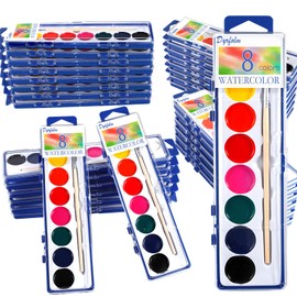 Dyrfolm 36 Pack Watercolor Paint Set for Kids,8 Color Washable Water Colors Paint Kids,Watercolor Paint with Brushes for Party Favors,Classrooms,Art Supplies