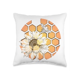 Cozy Bee Tees Sunny Beehive Throw Pillow, 16x16, Multicolor