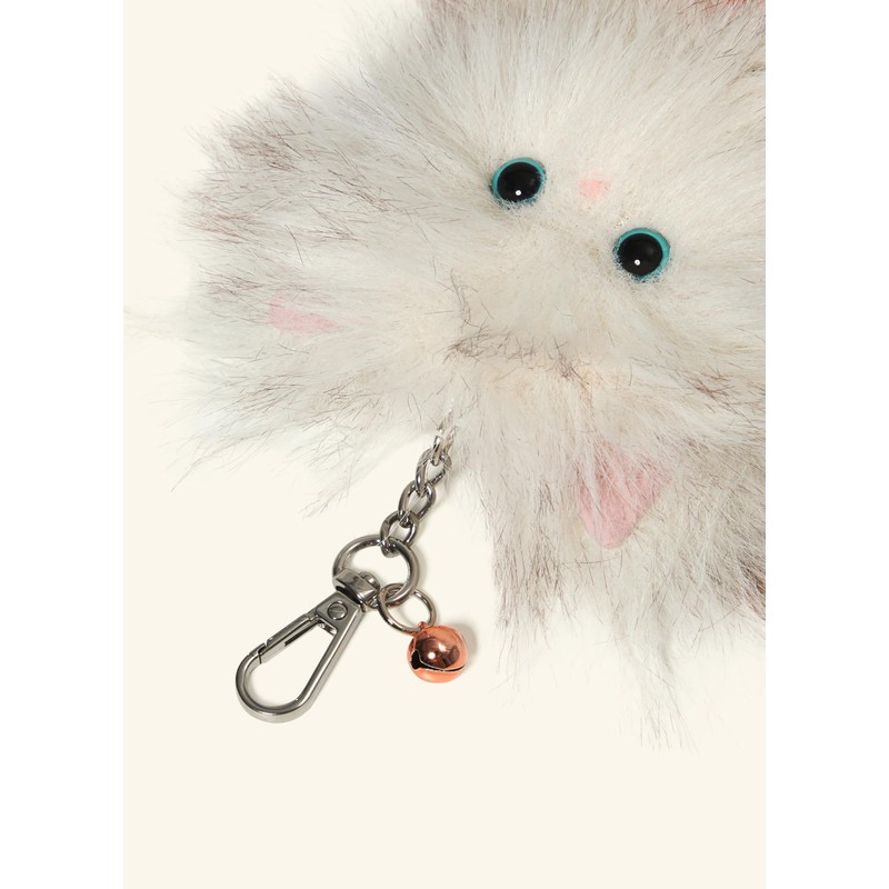 Oyani Keychain Yannie Cat Charm, White, 4.5 inches (11.5 cm)