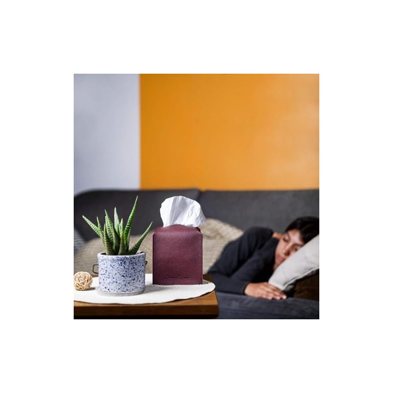 Caja de pañuelos de Cuero (Classic-Textured Deep Brown, 1 Pack)