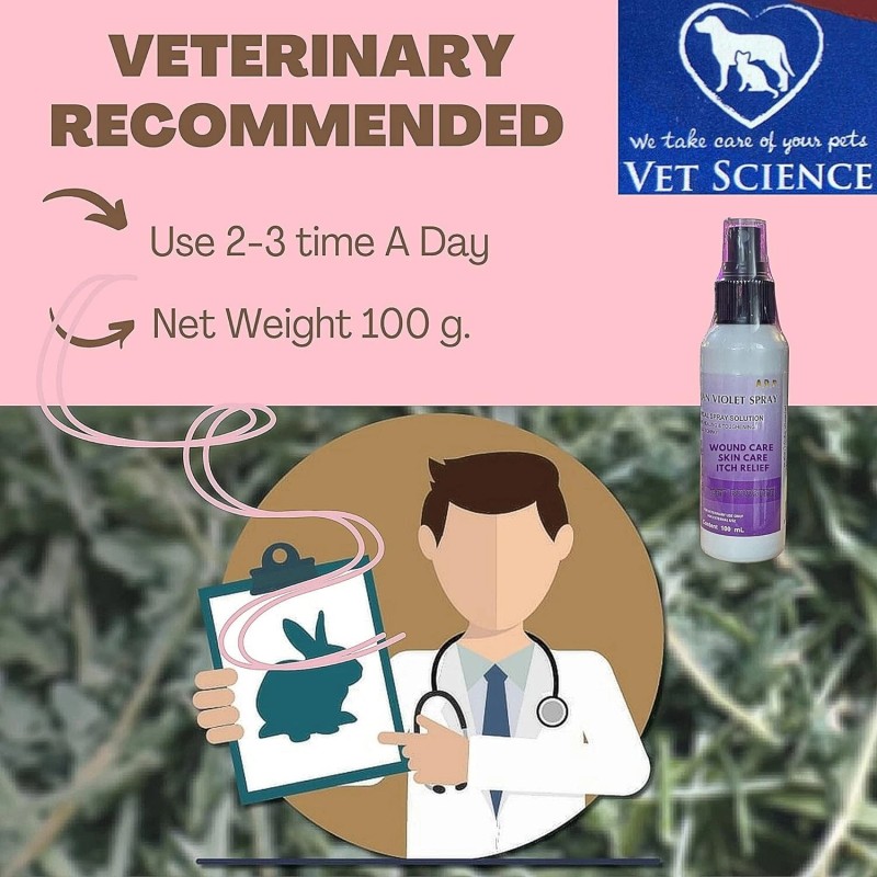 Gentian Violet Spray Solution 1% 100 ML. Pet Wound Care