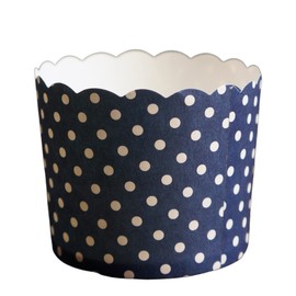 BAKE-IN-CUP 50-Pack Paper Baking Cups, Greaseproof Disposable Cupcake Muffin Liners (Large, Navy Blue Polka Dots)