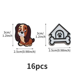 Shoe Charms for Croc Charms, 16Pcs Cute Shoe Charms Animals Dog Shoe Accessory to Decorate Shoes, Cartoon Pvc Shoe Charms Decoration for Kids Teens Boys Girls Men Women Party Birthday Gifts