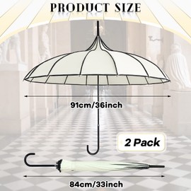 Queekay 2 Pcs Parasol Umbrella Pagoda Umbrella Large Retro Sun Umbrella for Walking Sun Gothic Umbrella for UV Protection Women(White)