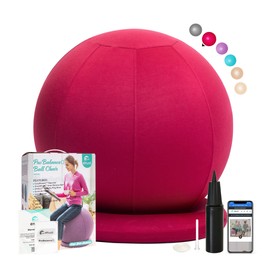 ENOVI ProBalanceΩ Yoga Ball Chair, Exercise Ball with Slipcover and Base for Office and Home, Birthing and Pregnancy, 65cm, CR