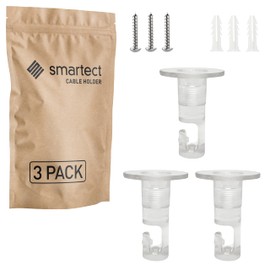 smartect Two-piece wall and ceiling pins for hanging textile cables [pack of 3, transparent] ceiling mounting with screws and dowels, monkey swing, surface-mounted cable holder for your own DIY