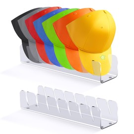 Cap Stand for Baseball Caps, Pack of 2, Hat Stand for Baseball Caps, No Installation, Hat Storage, Acrylic Cap Holder, Baseball Caps Display, Will Store 14 Hats for Office, Home, Cupboard
