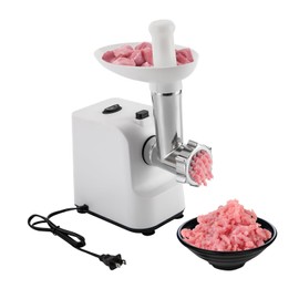 LYNICESHOP Electric Meat Grinder, 1000W Electric Meat Grinder Commercial Sausage Stuffer Filler Heavy Duty Meat Mincer Sausage Kit Set Meat Grinder Heavy Duty For Home Kitchen (White)