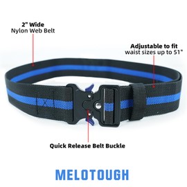 MELOTOUGH Cinturón de herramientas de trabajo de nailon de 2 pulgadas para hombres con hebilla de metal resistente de liberación rápida resistente para hombres al aire última intervensión cinturones de herramientas (azul)